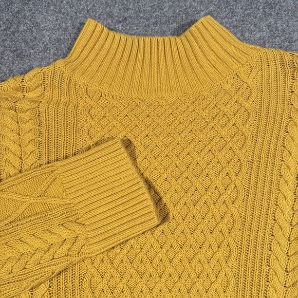 Sweaters - J. Crew Long Cotton Cable-Knit Mockneck Oversized Sweater in Yellow Size Medium